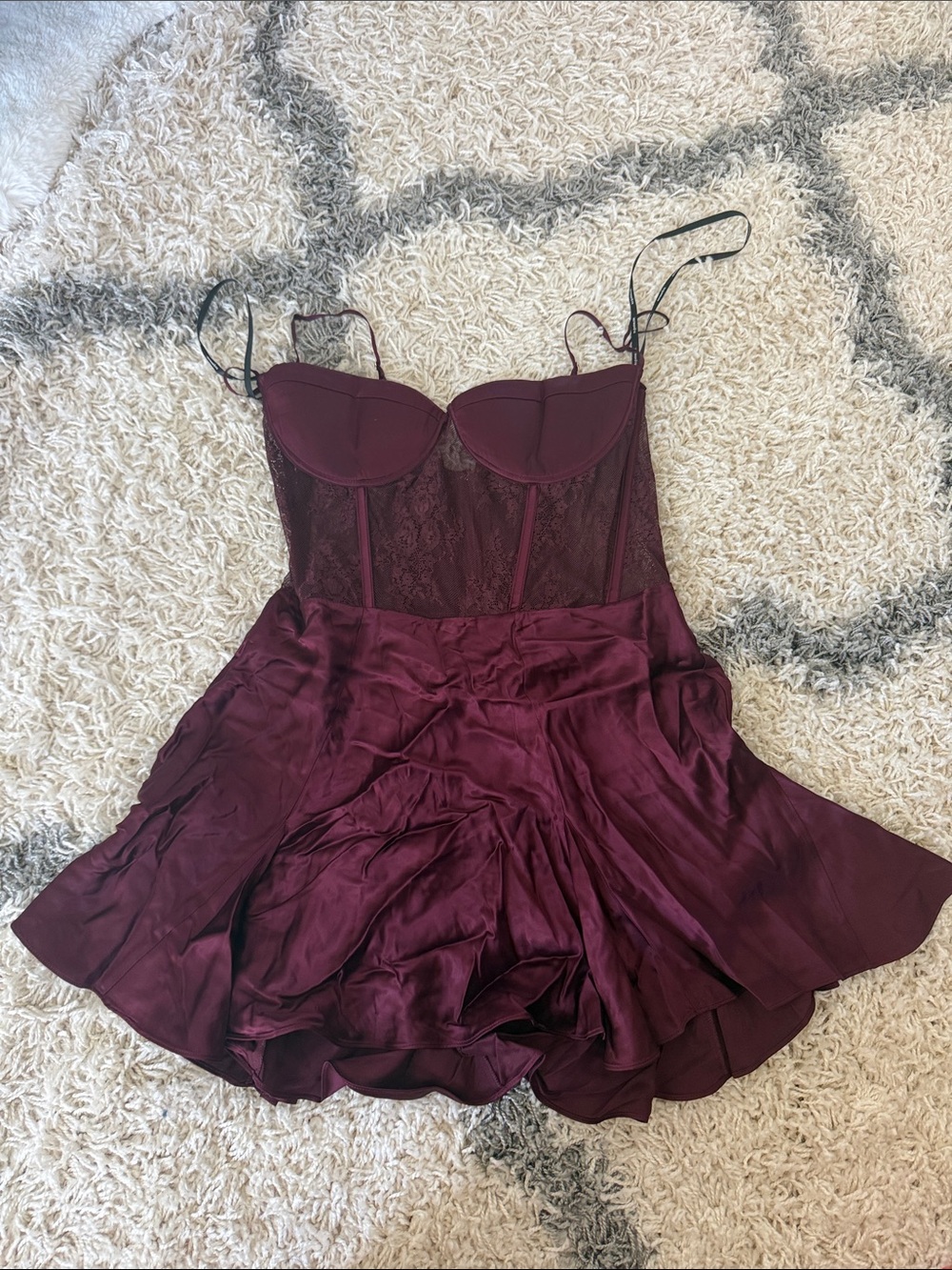 Retrofete Burgundy Lace & Satin Chemise